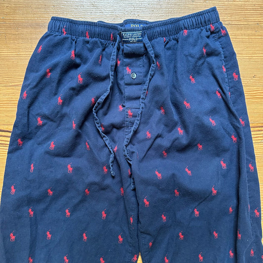 Polo Ralph Lauren navy blue red pony cotton drawstring logo pants SIZE M