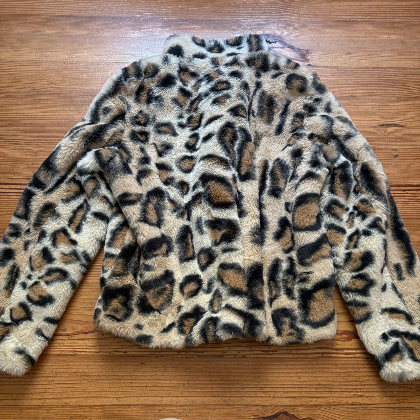 Vero Moda cheetah print faux fur snap winter coat SIZE L