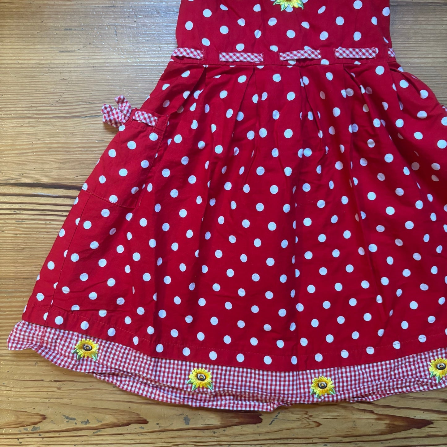 Blueberi Boulevard red white polka dot sunflower sleeveless girls dress SIZE 4