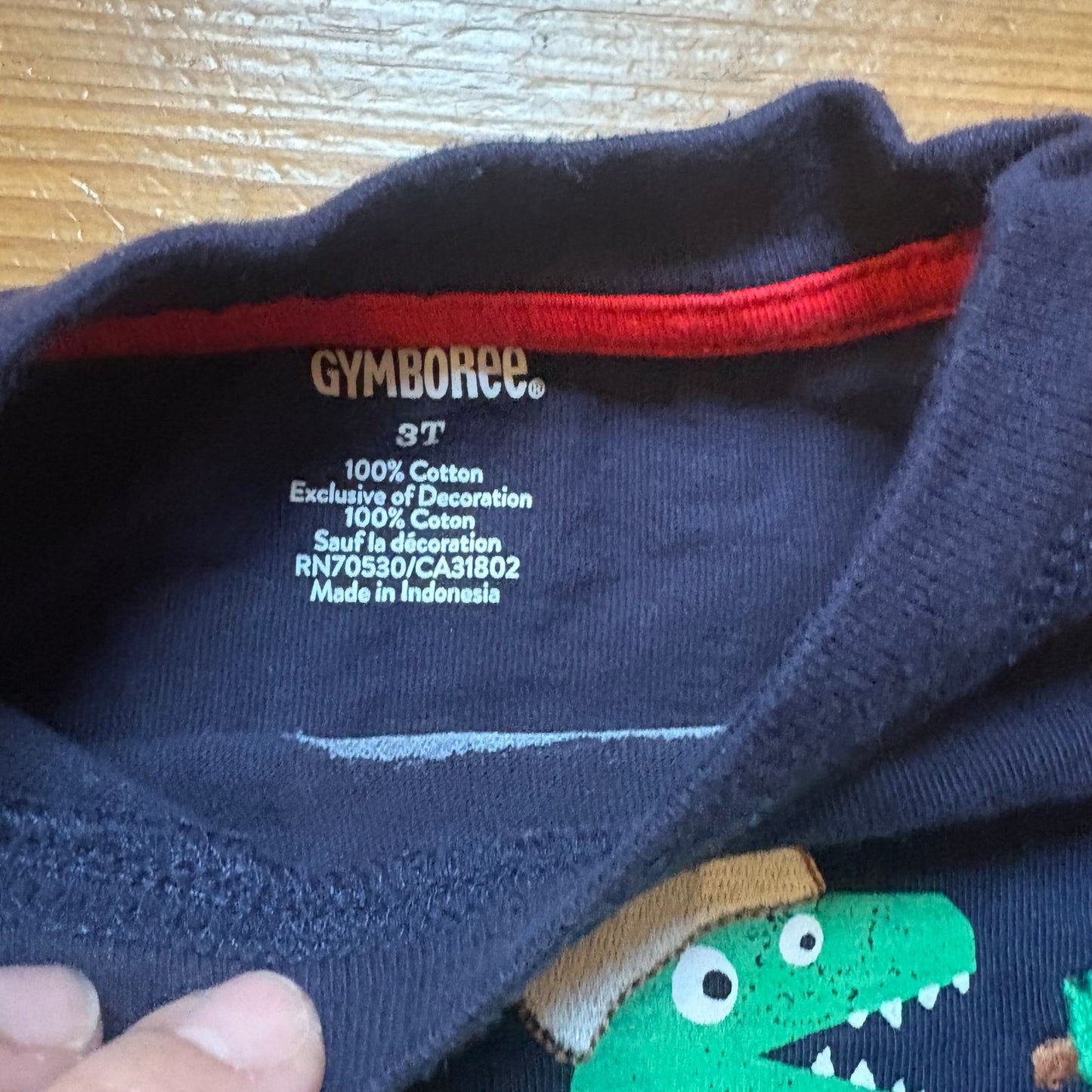 Gymboree dark blue Christmas Santa dinosaur long sleeve shirt SIZE 3T