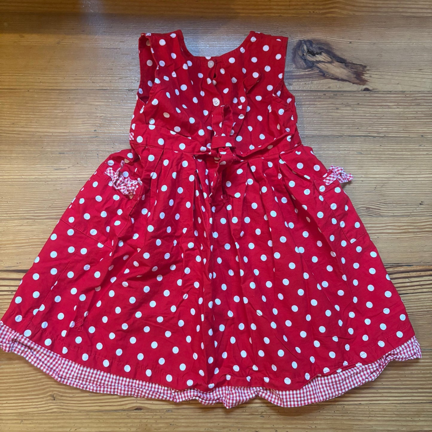 Blueberi Boulevard red white polka dot sunflower sleeveless girls dress SIZE 4