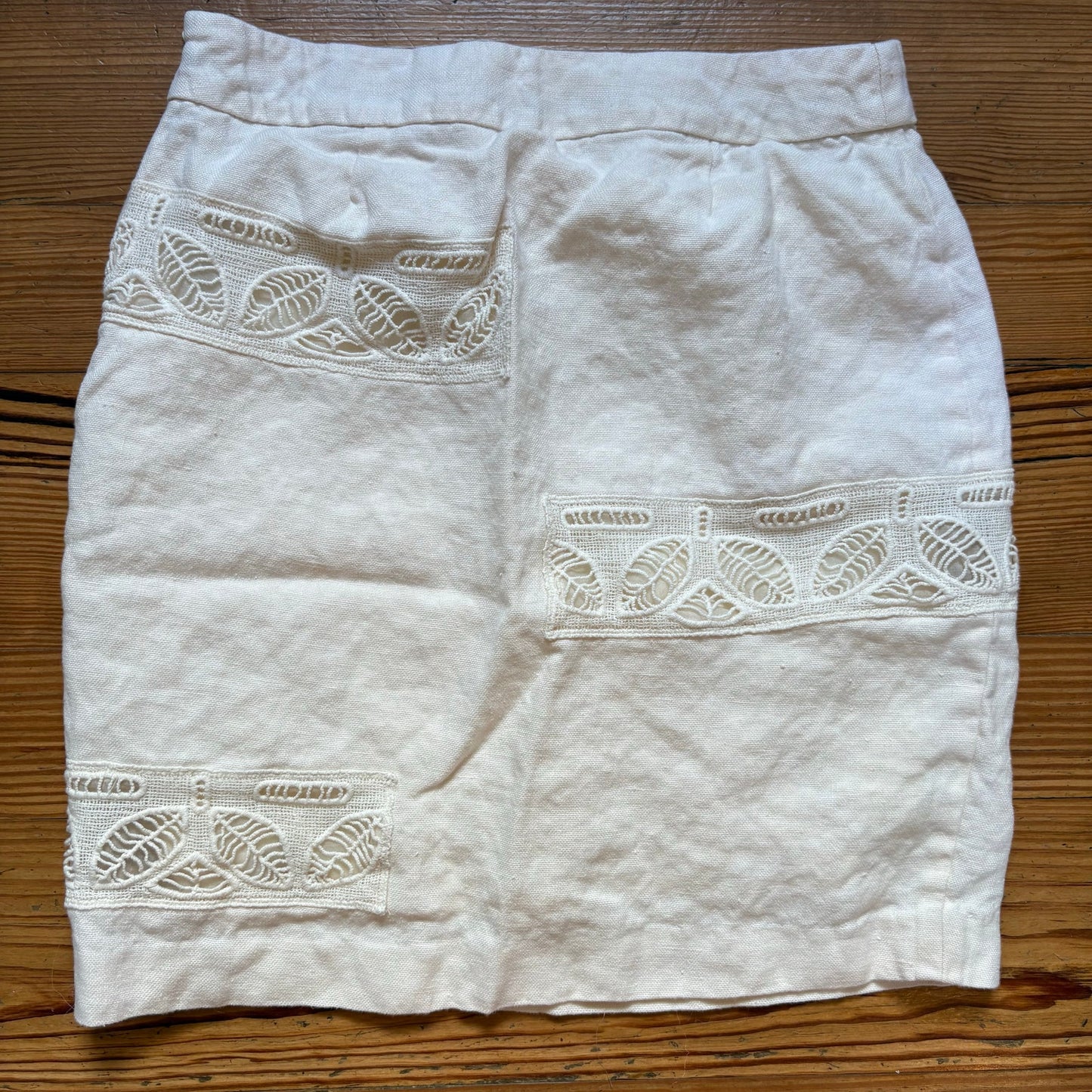 Anthropologie Moulinette Soeurs ivory linen mini skirt SIZE 0
