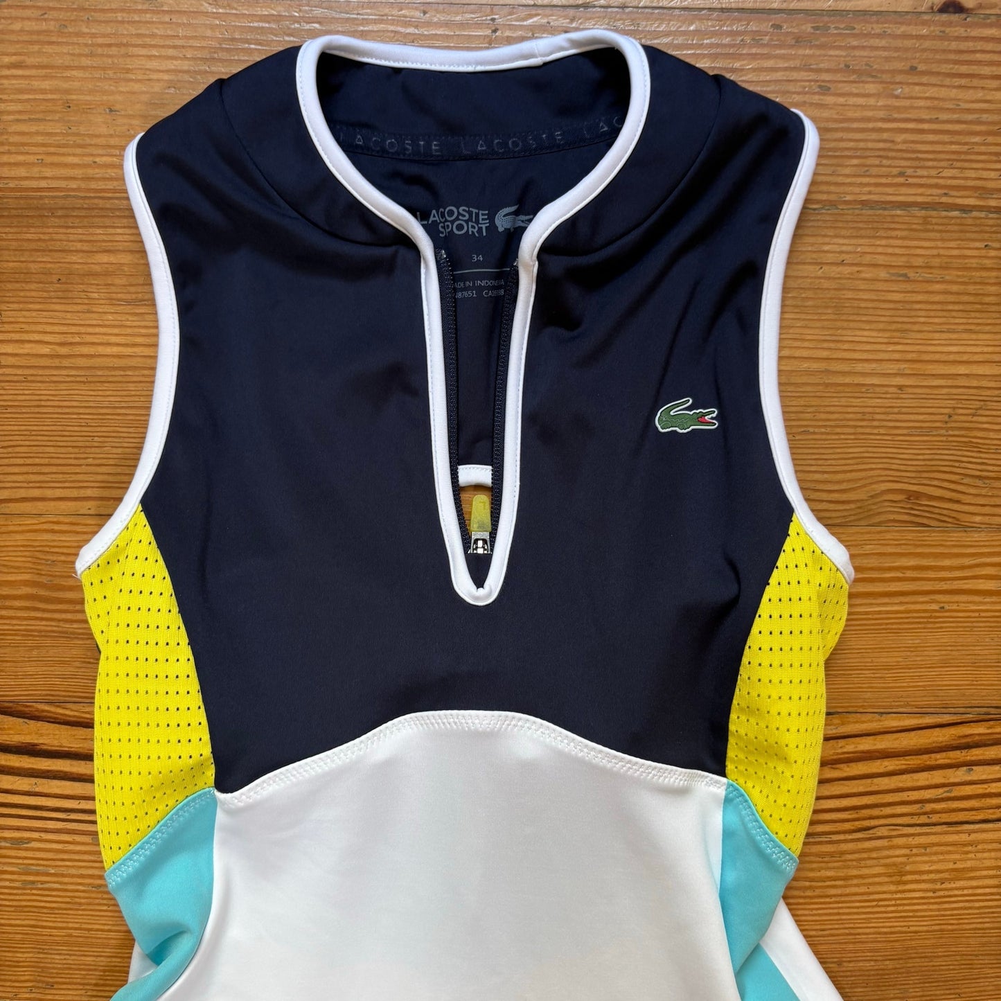 Lacoste Sport navy white color block sleeveless athletic dress SIZE 2