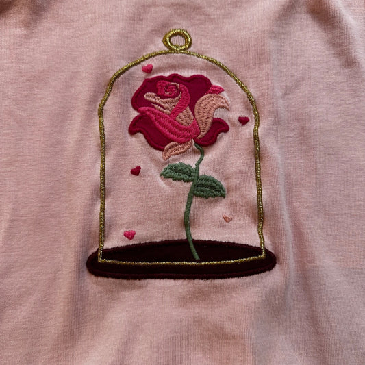 Gymboree Beauty and the Beast Rose pink long sleeve ruffle bottom shirt SIZE 4T