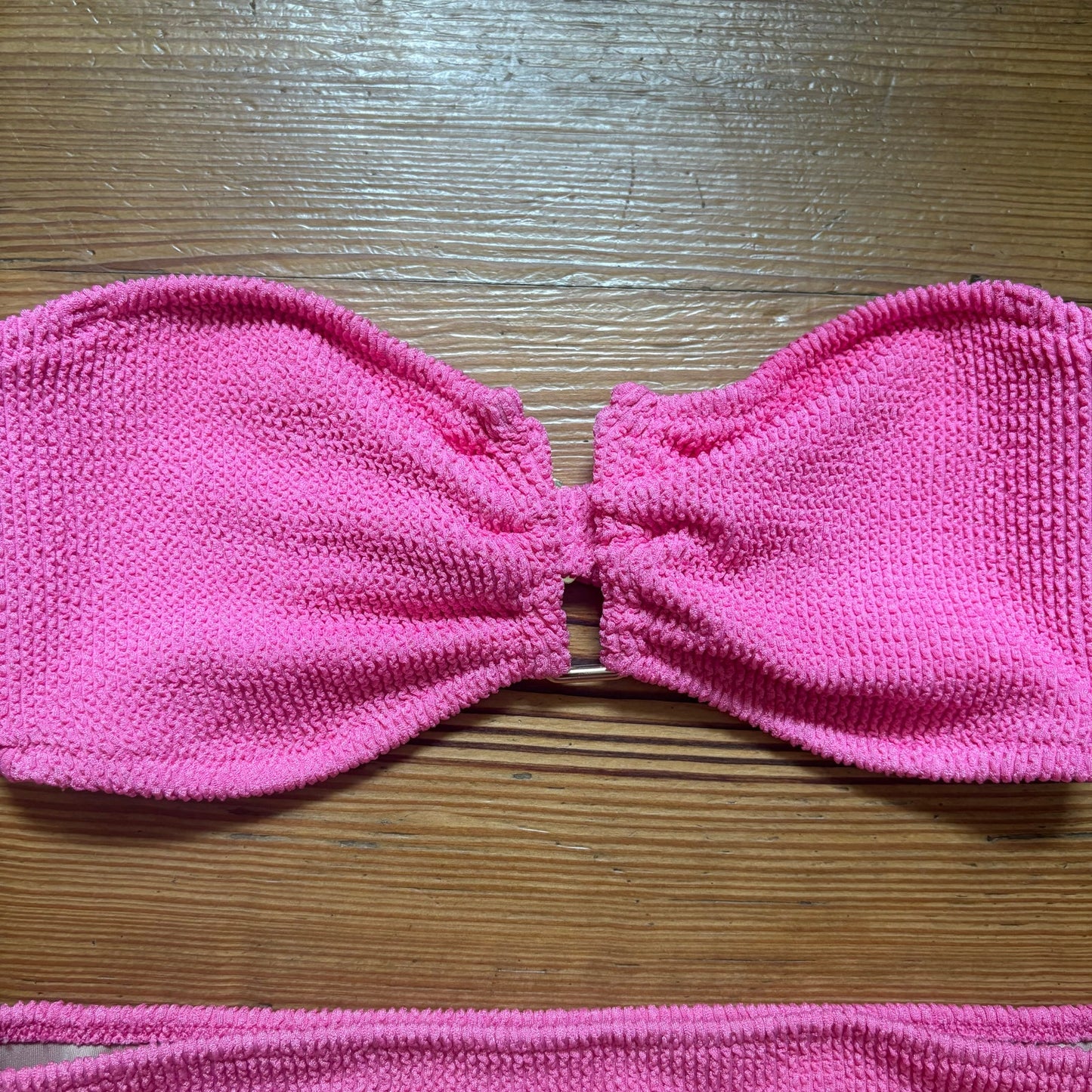 Shade & Shore bright pink strapless high waisted 2 piece swim suit SIZE M