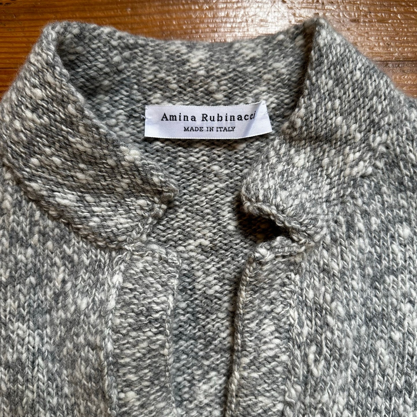 Amina Rubinacci light gray collar cardigan sweater SIZE 42/S