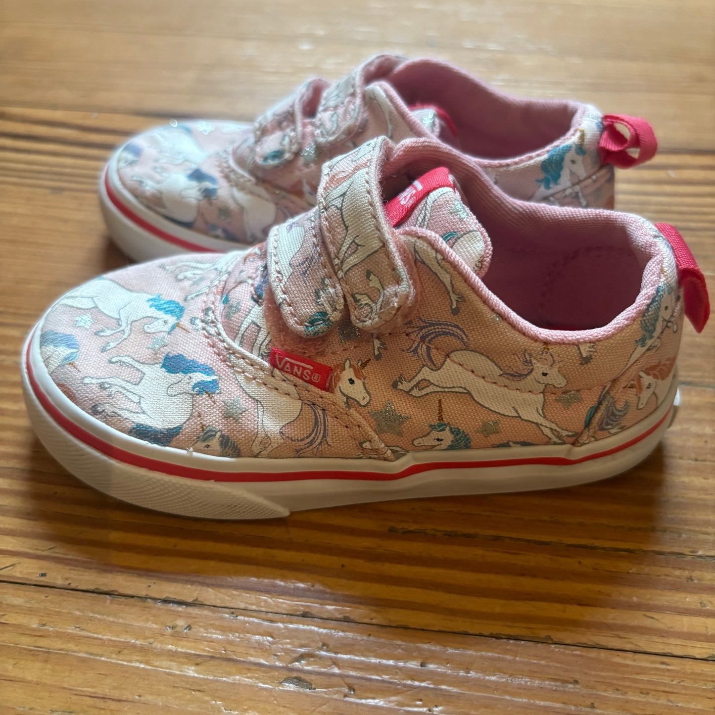 VANS pink unicorn low top slip on velkro toddler sneakers SIZE 7