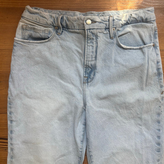 Good American 90s light was distressed baggy straight leg jeans SIZE 12