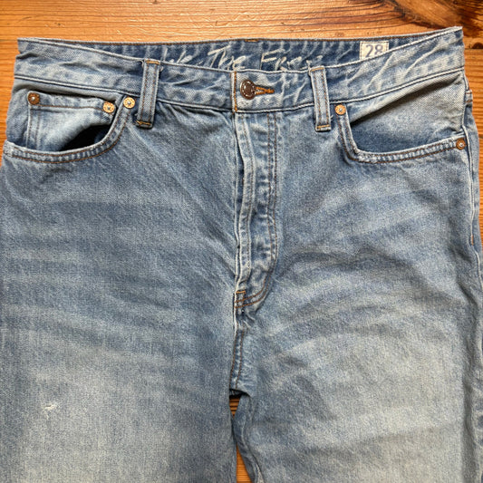 Free People light wash two toned high rise button fly straight leg jeans SIZE 28