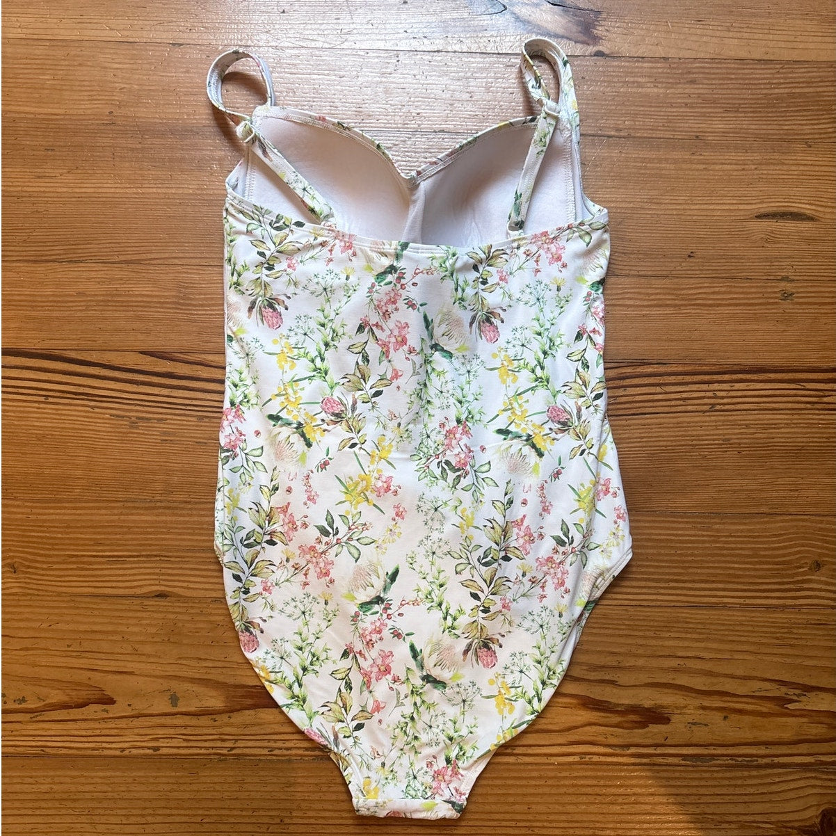 NipTuck Swim white floral bustier full coverage one piece swimsuits SIZE 10