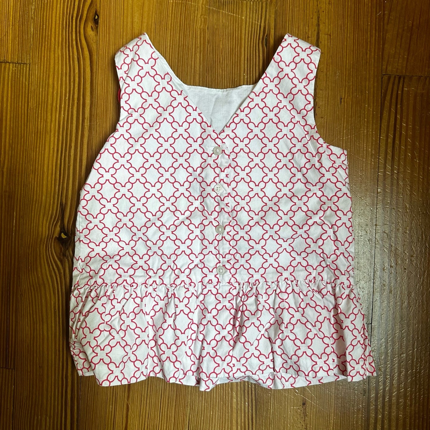 Janie and Jack pink white paradise rose geo peplum top SIZE 6