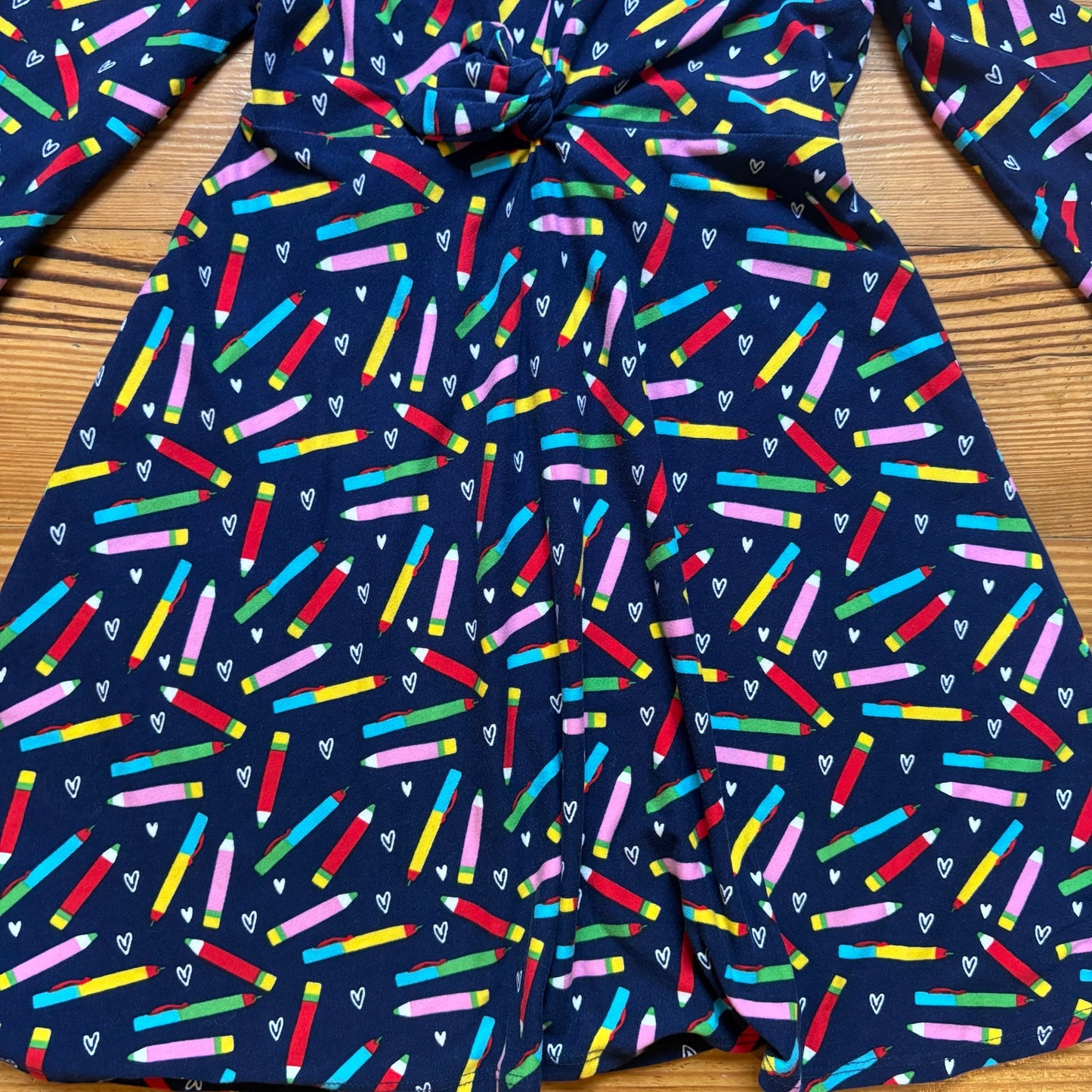 Rare Editions blue colorful pencil pattern long sleeve girls dress SIZE 6