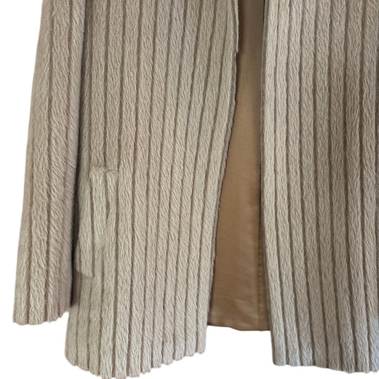 Alpaca fur wool blend beige womens open blazer SIZE M/L