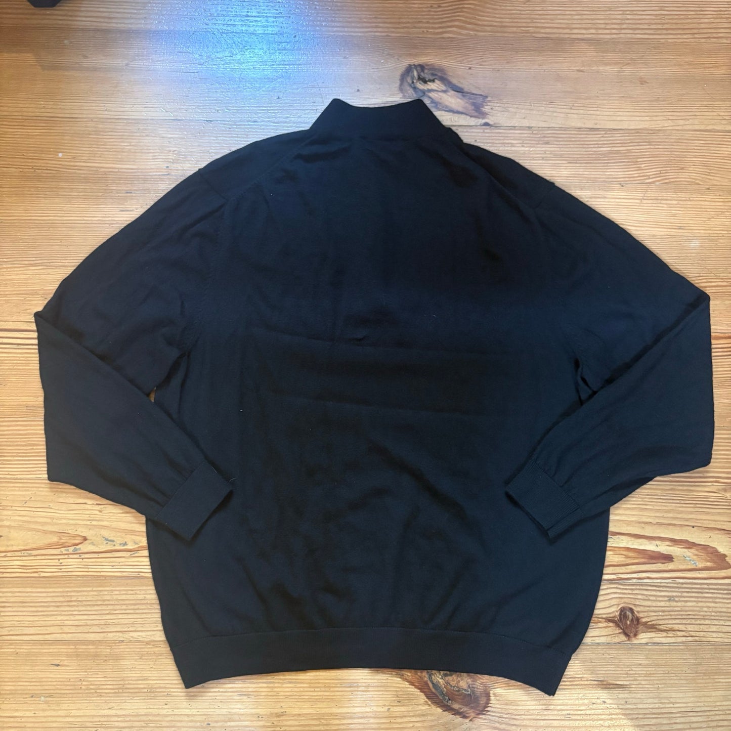 Turnbury black extra fine merino wool quarter zip henley mens sweater SIZE 2XB
