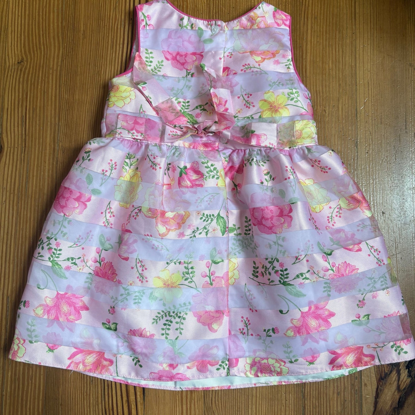 Wonder Nation pink floral sheer accent sleeveless party dress SIZE 3T