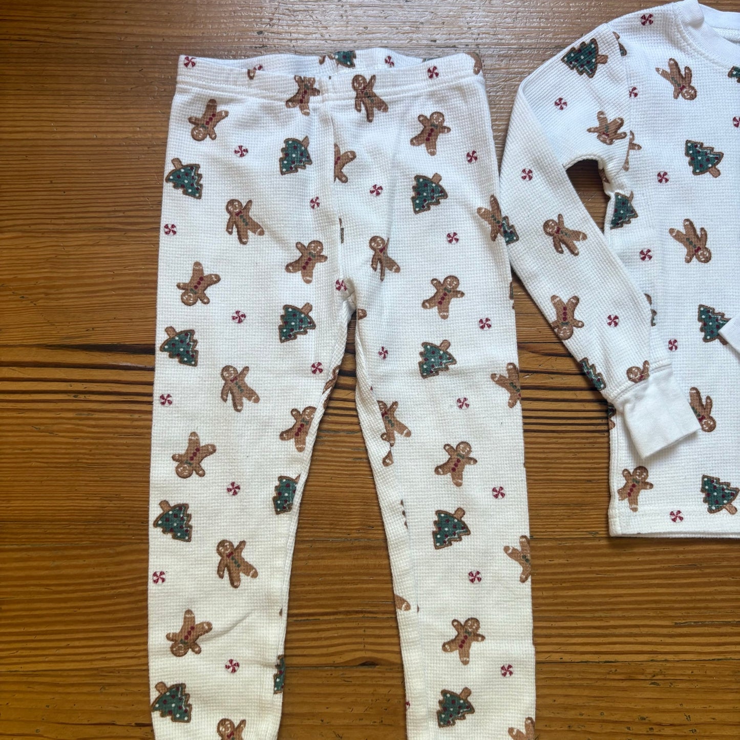 Carter's white thermal Christmas long sleeve pant toddler pajama set SIZE 3