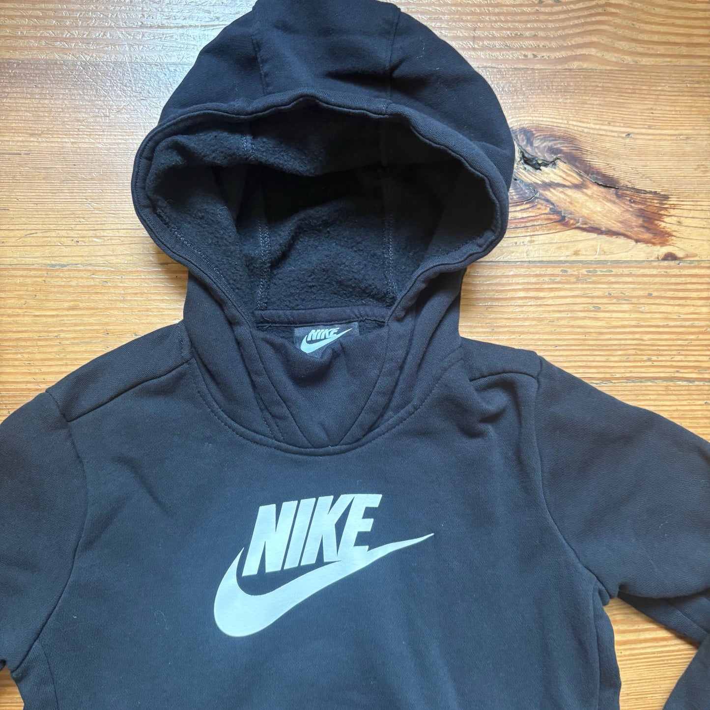 Nike black white logo pullover hooded sweatshirt SIZE S