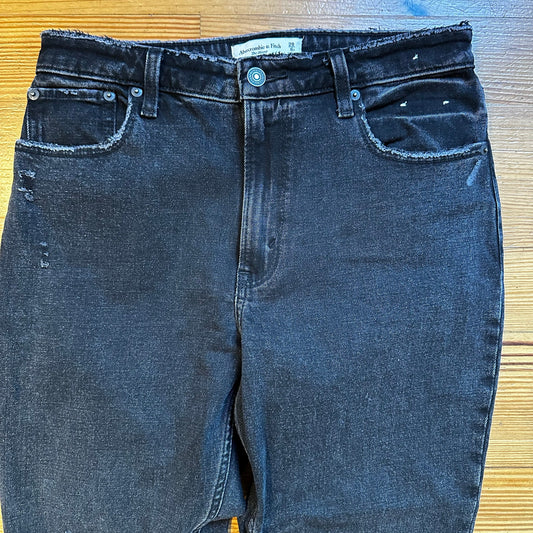 Abercrombie & Fitch black curvy skinny distressed high rise jeans SIZE 6