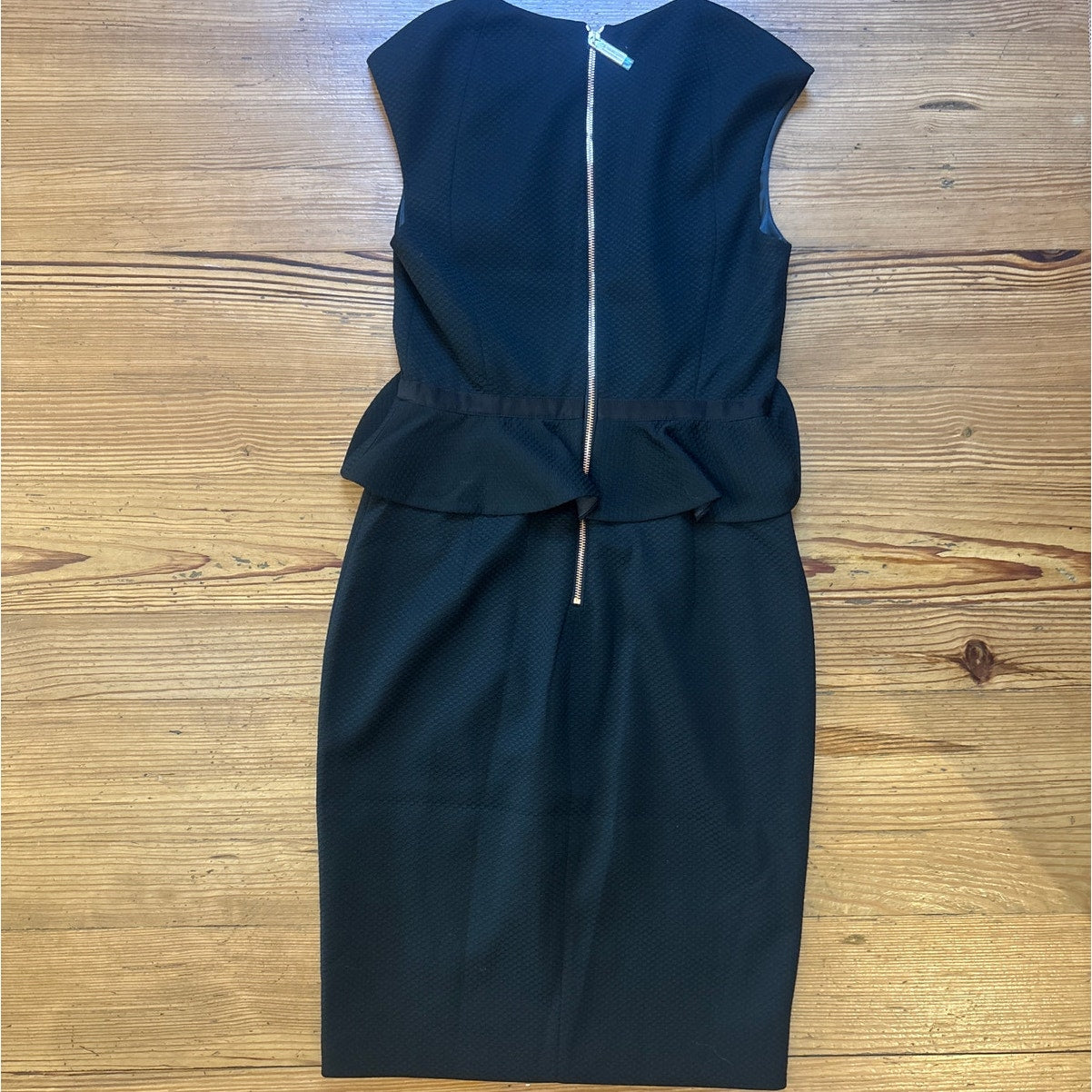 NWOT Ted Baker London black peplum sleeveless midi dress SIZE 2