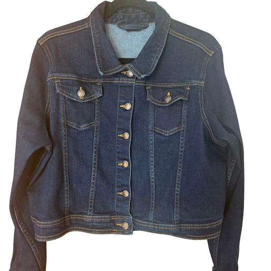 labelBe dark wash denim jean womens cropped jacket SIZE 14