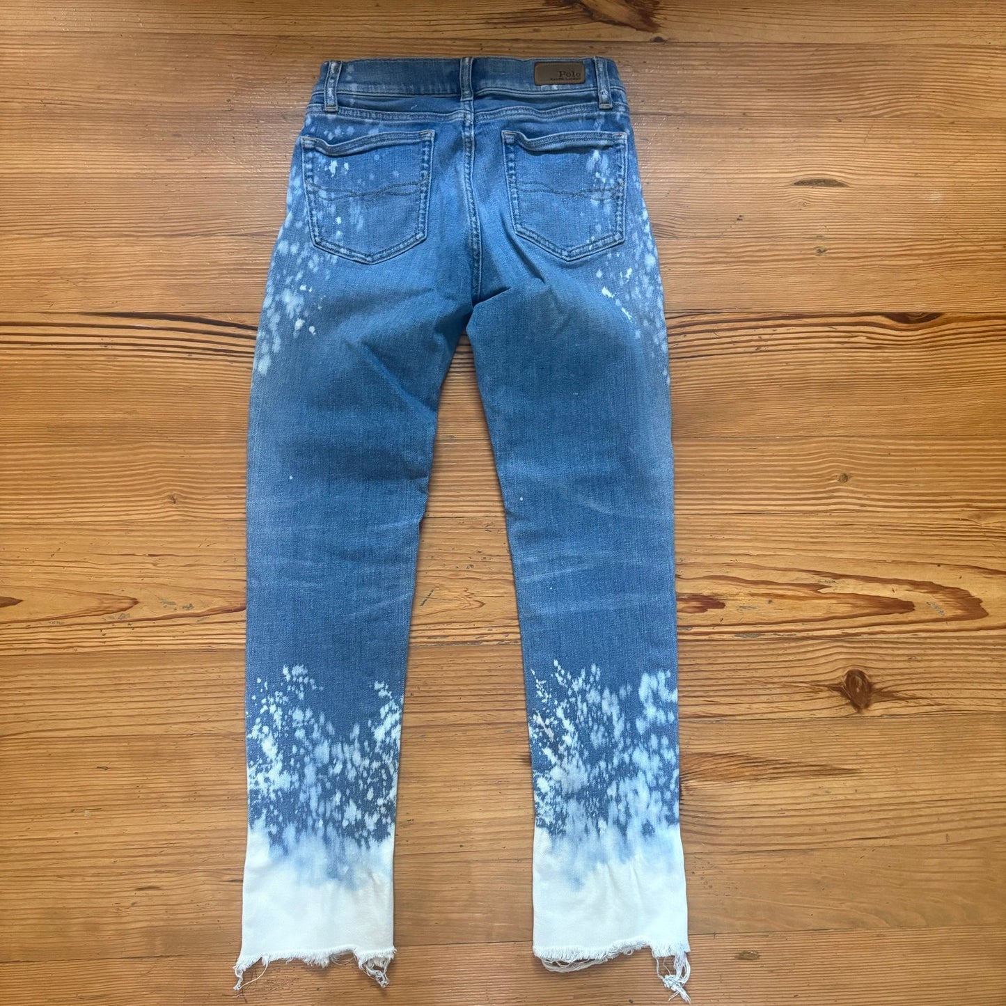 Polo Ralph Lauren medium wash splatter bleach skinny womens jeans SIZE 26