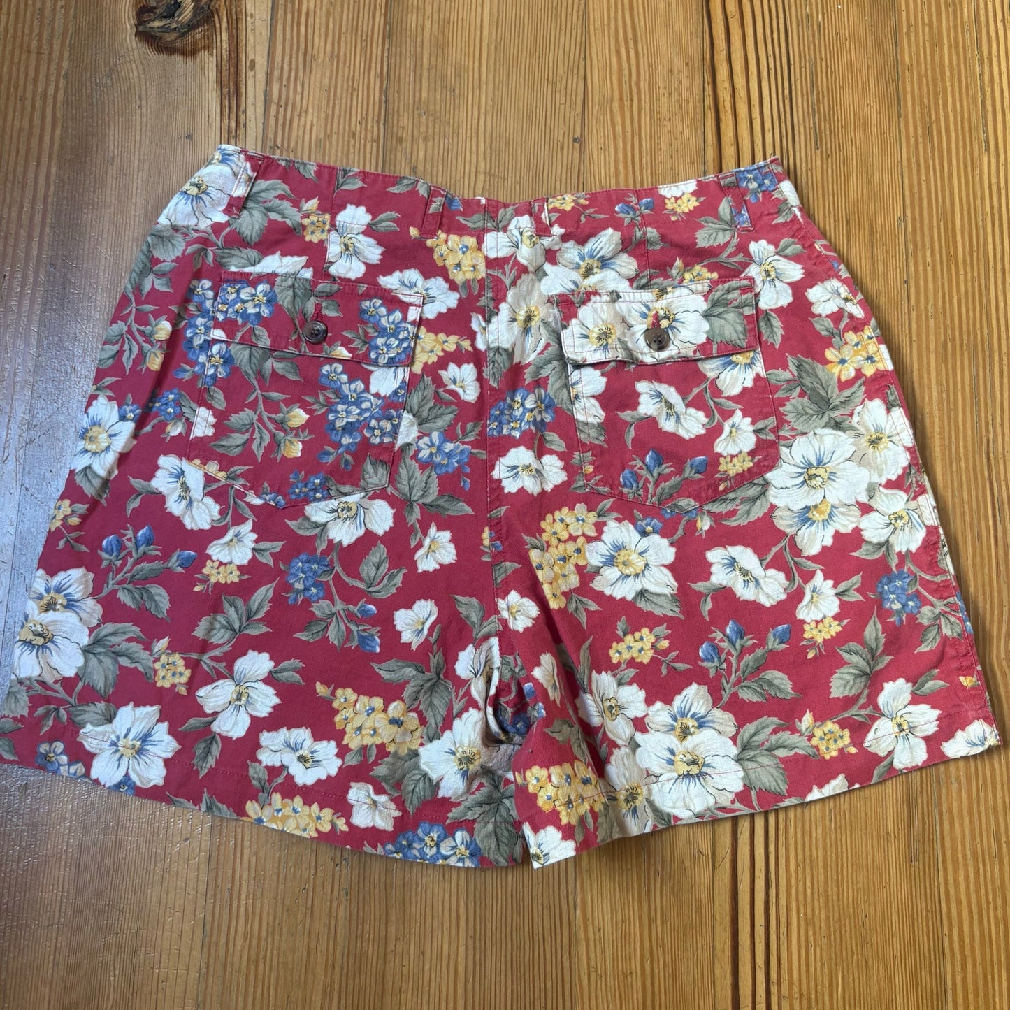 Jones New York 90s red floral linen blend shorts SIZE 12P