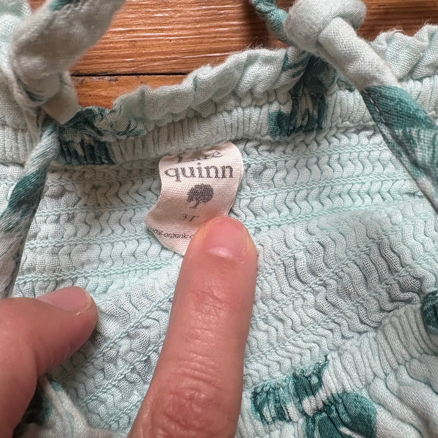 Kate Quinn Organics teal blue mushroom smocked bodysuit SIZE 3T