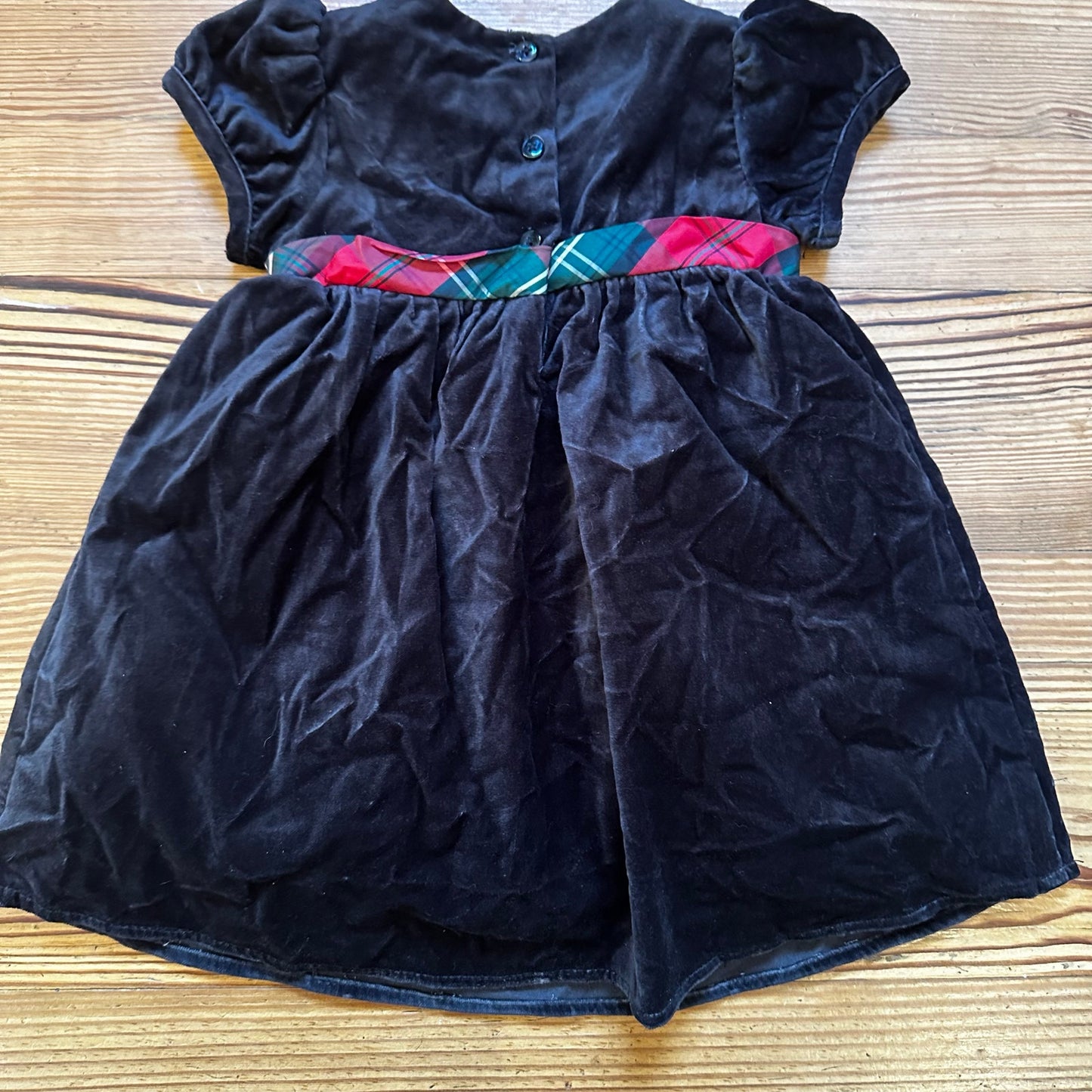 NWOT George black velvet Christmas plaid holiday dress SIZE 24M