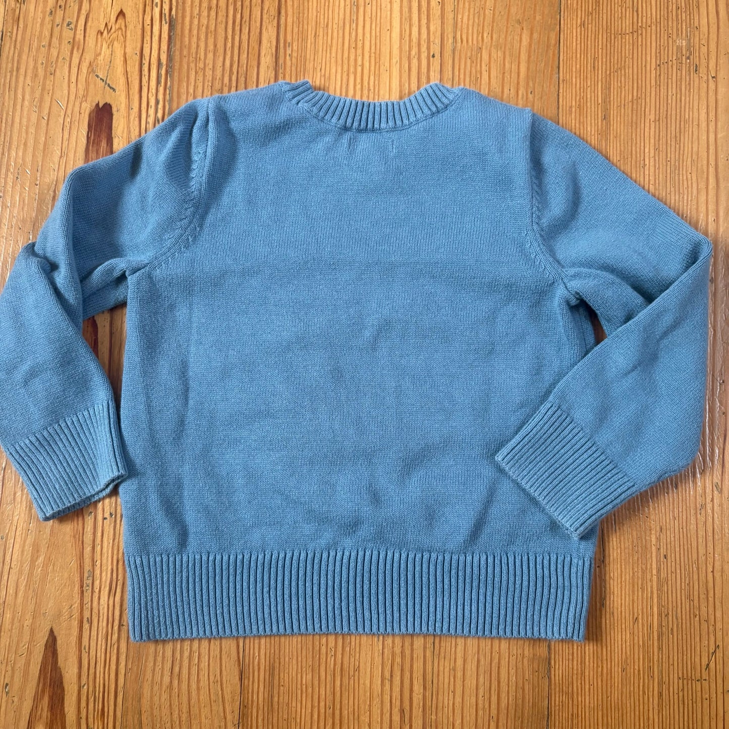 Amazon Essentials blue yellow jaguar graphic knit toddler crew sweater SIZE 4-5