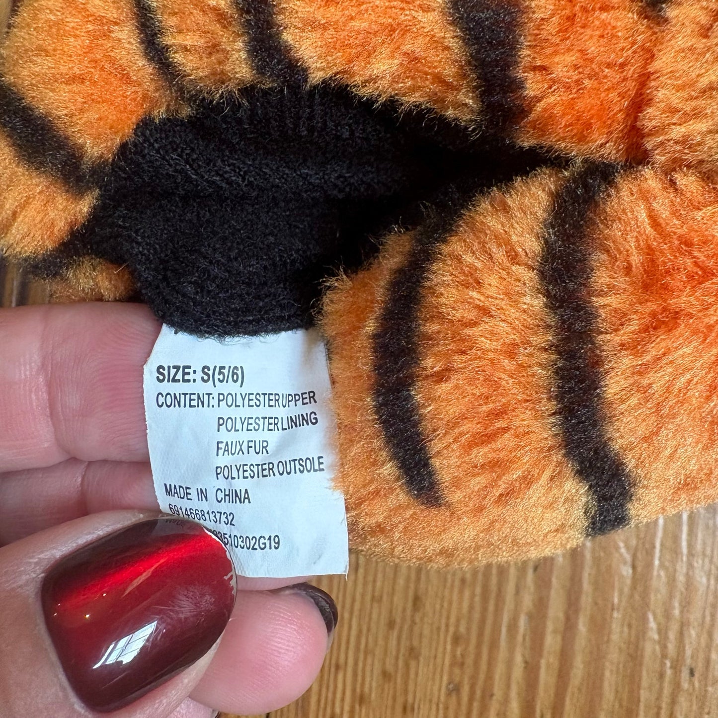 Tiger orange black striped print soft toddler slippers SIZE 5