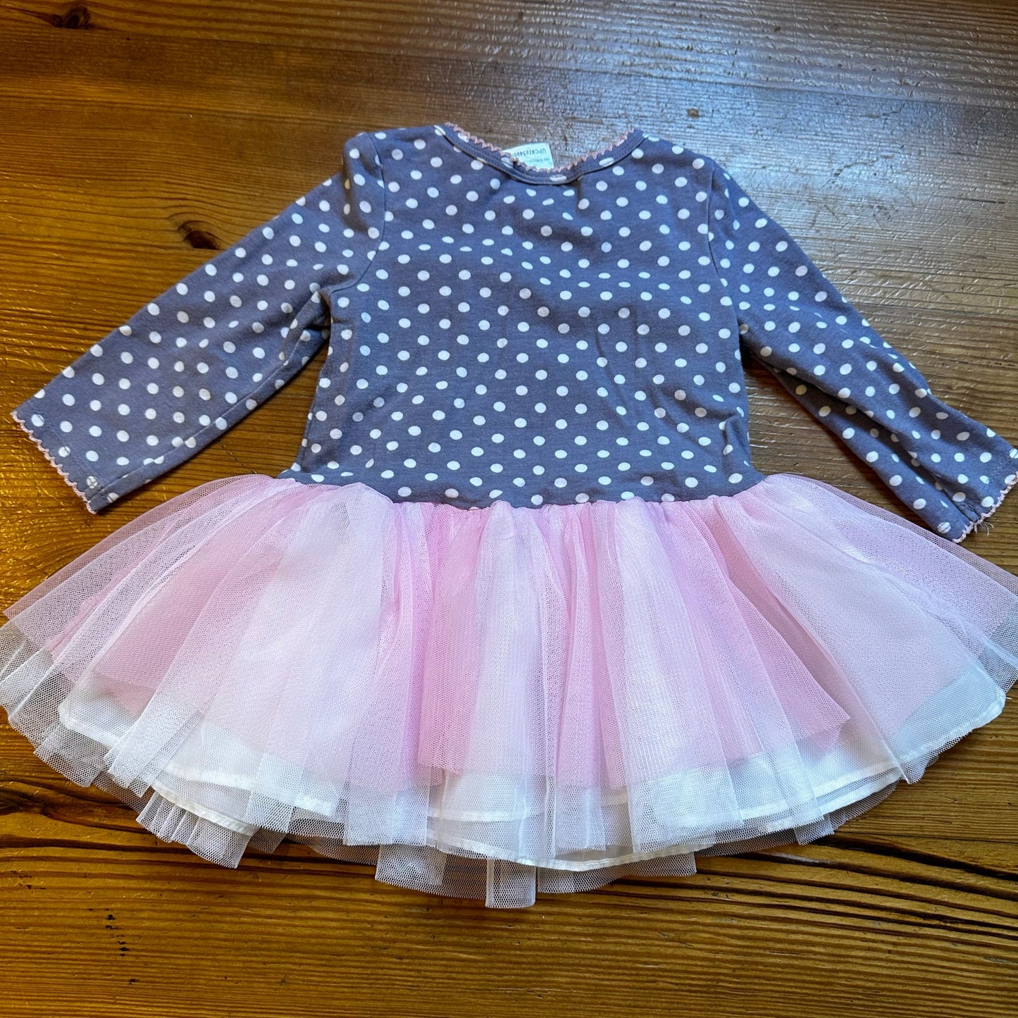 Jessica Ann gray pink polka dot snowman tutu shirt SIZE 2T