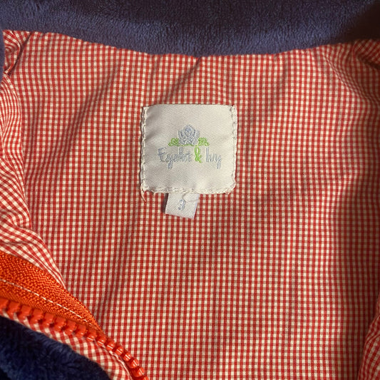 Eyelet & Ivy dark blue fleece fuzzy red check lined full zip vest SIZE 3