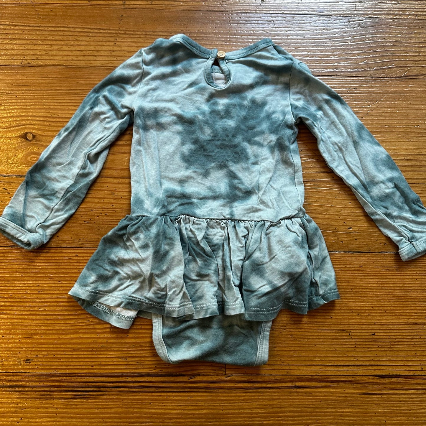 Little Bum Bums green cream marble long sleeve one piece SIZE 6-12M