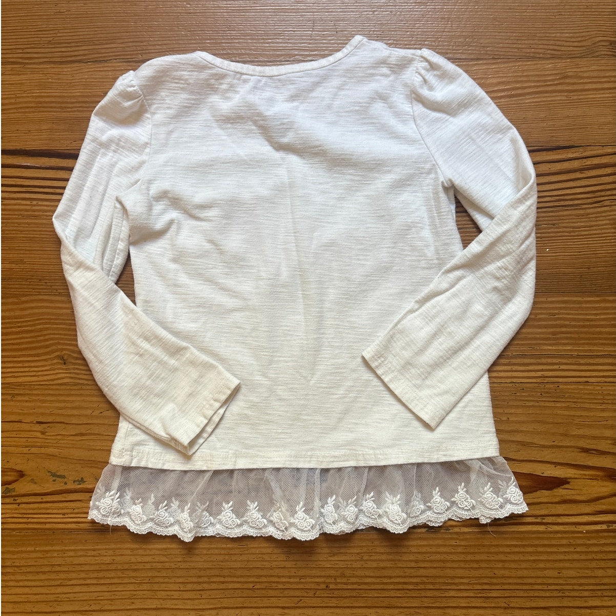 Sonoma white lace trim long sleeve ballet girls shirt SIZE 5