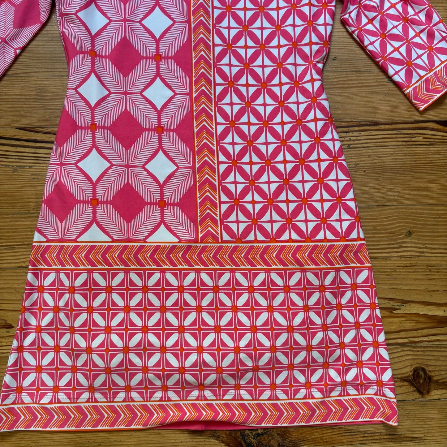 Just... Taylor pink floral geometric quarter sleeve a line mini dress SIZE 8