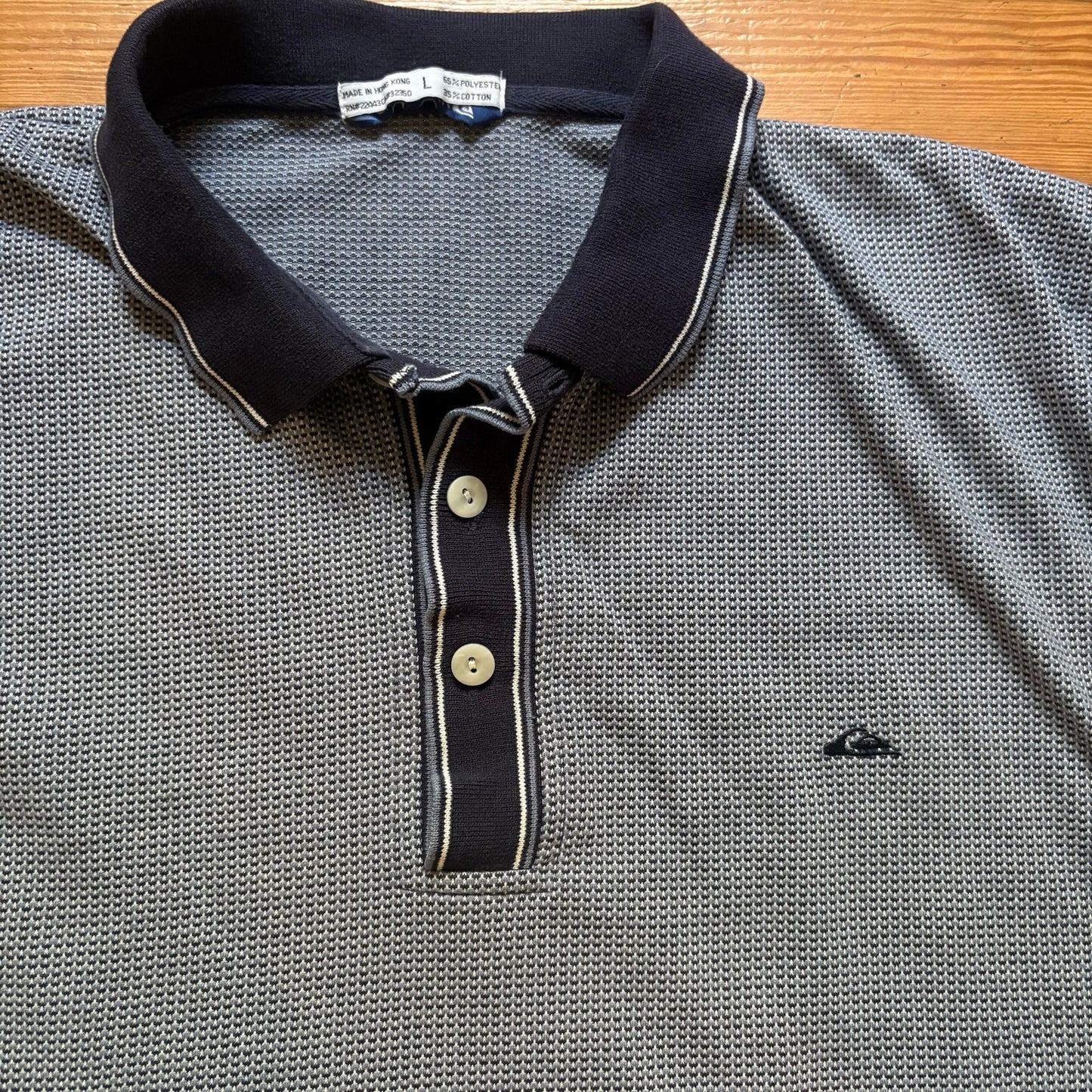 Quicksilver y2k retro blue knit collar polo mens shirt SIZE L