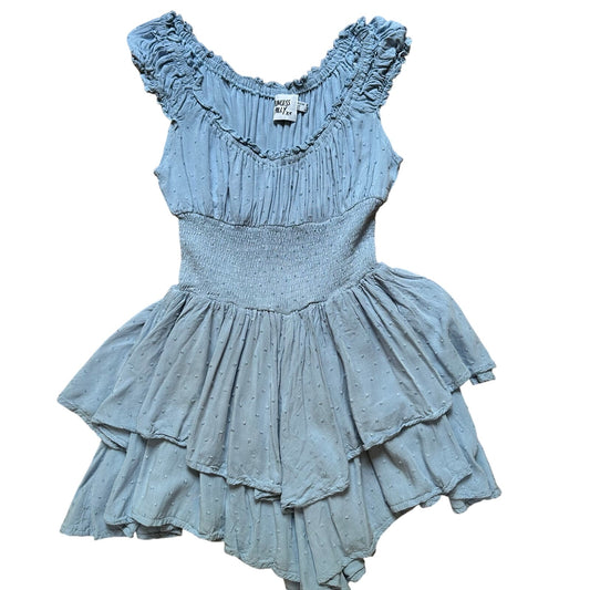 Princess Polly light blue smocked cap sleeve babydoll top romper SIZE 4