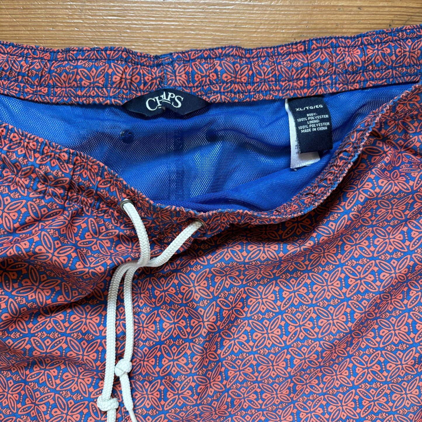 Chaps blue orange pattern drawstring swim shorts SIZE XL