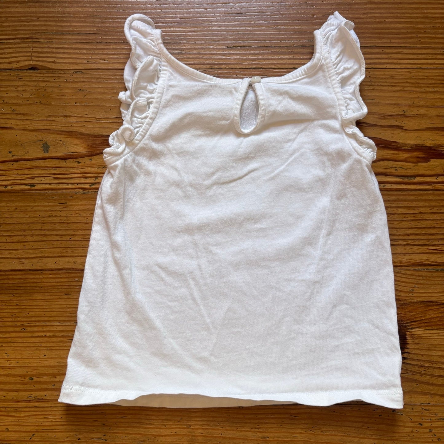 Janie and Jack white ruffle sleeveless summer swimmers graphic shirt SIZE 4