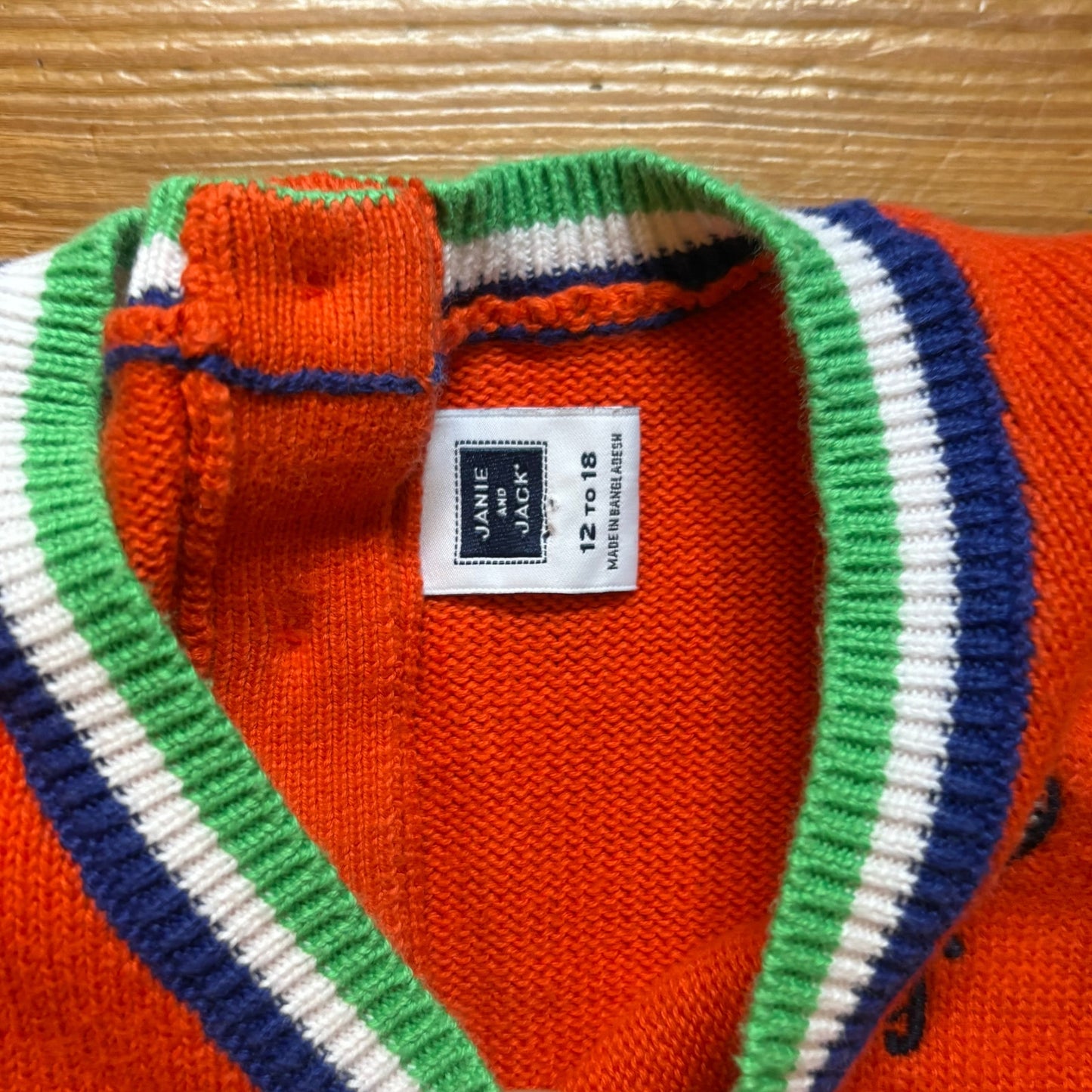 Janie and Jack orange short sleeve varsity tennis ruffle shirt SIZE 12-18M