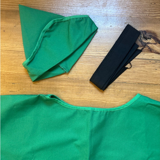 Elf green smock hat belt Christmas ELF costume SIZE OS