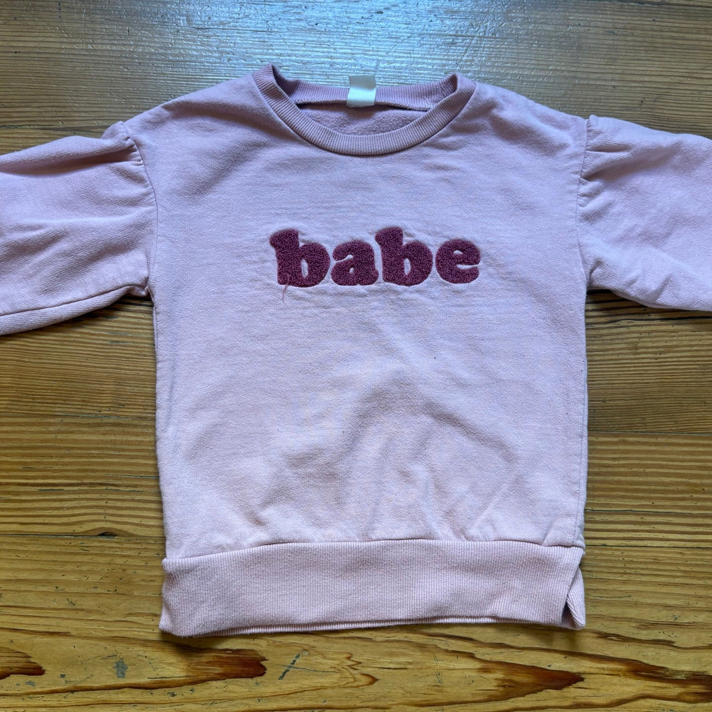PL Baby pink Babe long puff sleeve toddler sweatshirt SIZE 24M