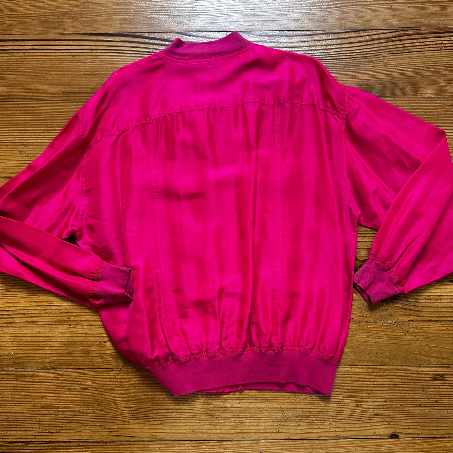 Carole Little pink 100% silk button up bomber jacket SIZE 4