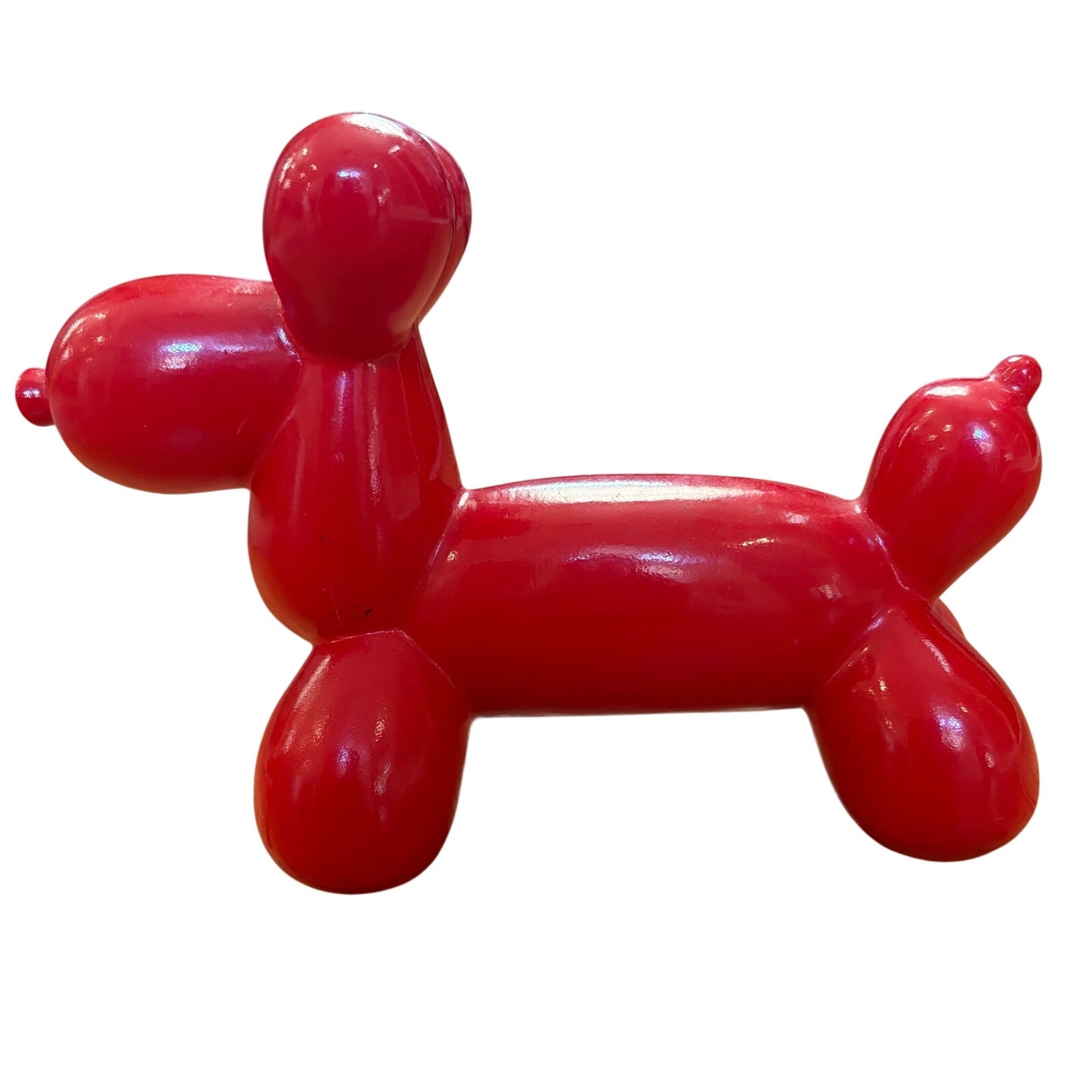 Wooden carved red painted ballon dog sculpture