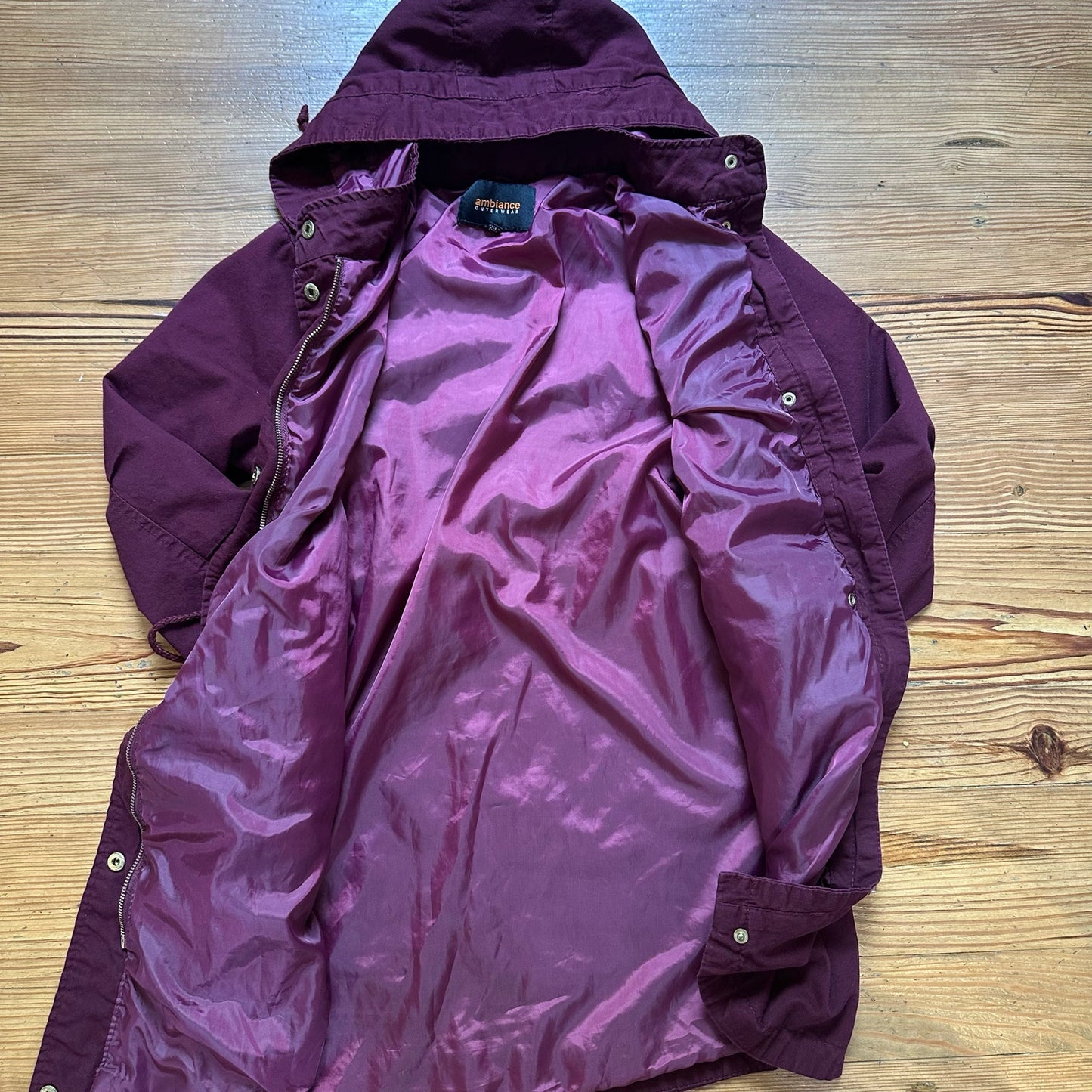 Ambiance Outerwear burgundy red full zip hooded utility jacket SIZE M
