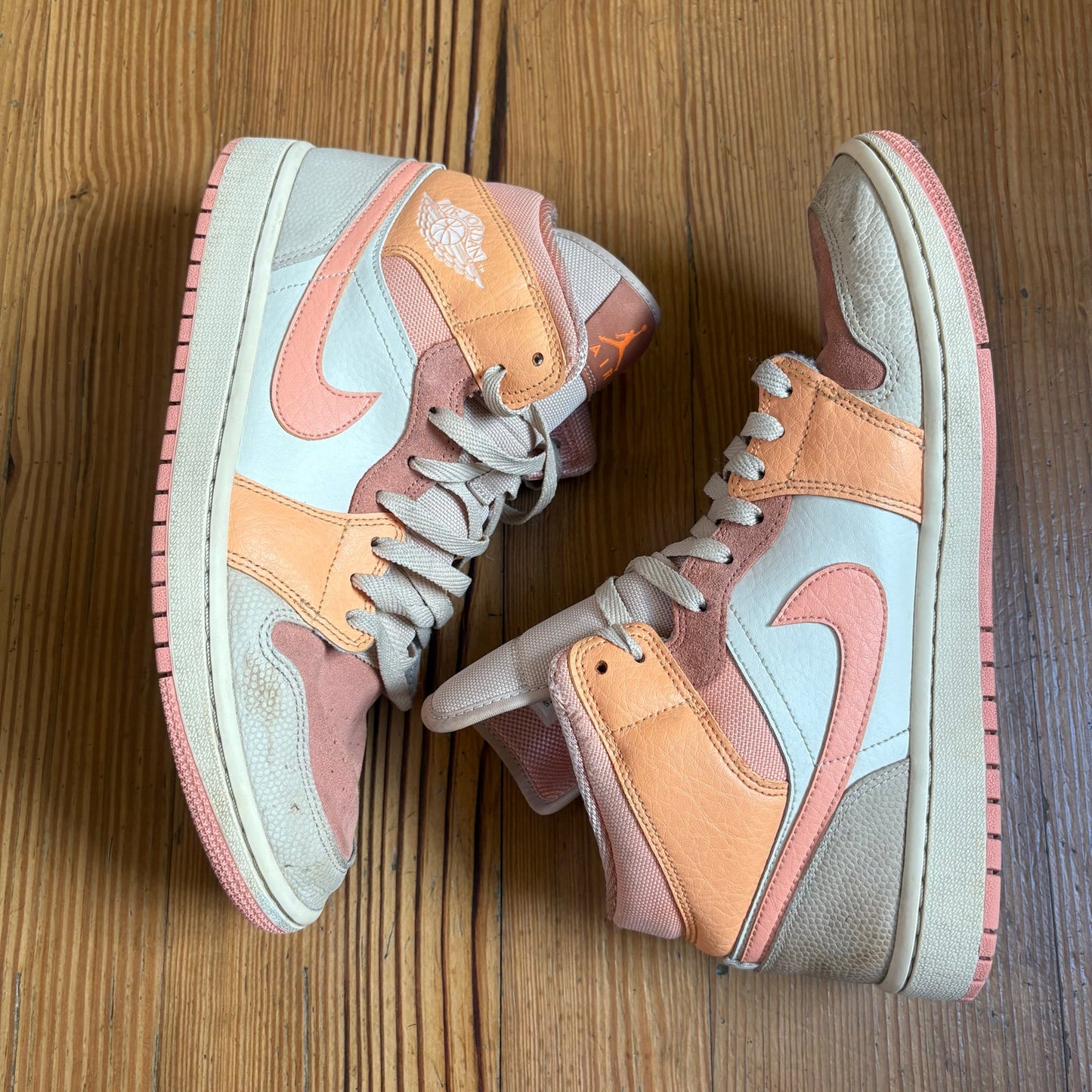 Nike Air Jordan Mid beige orange high top lace womens sneakers SIZE 12