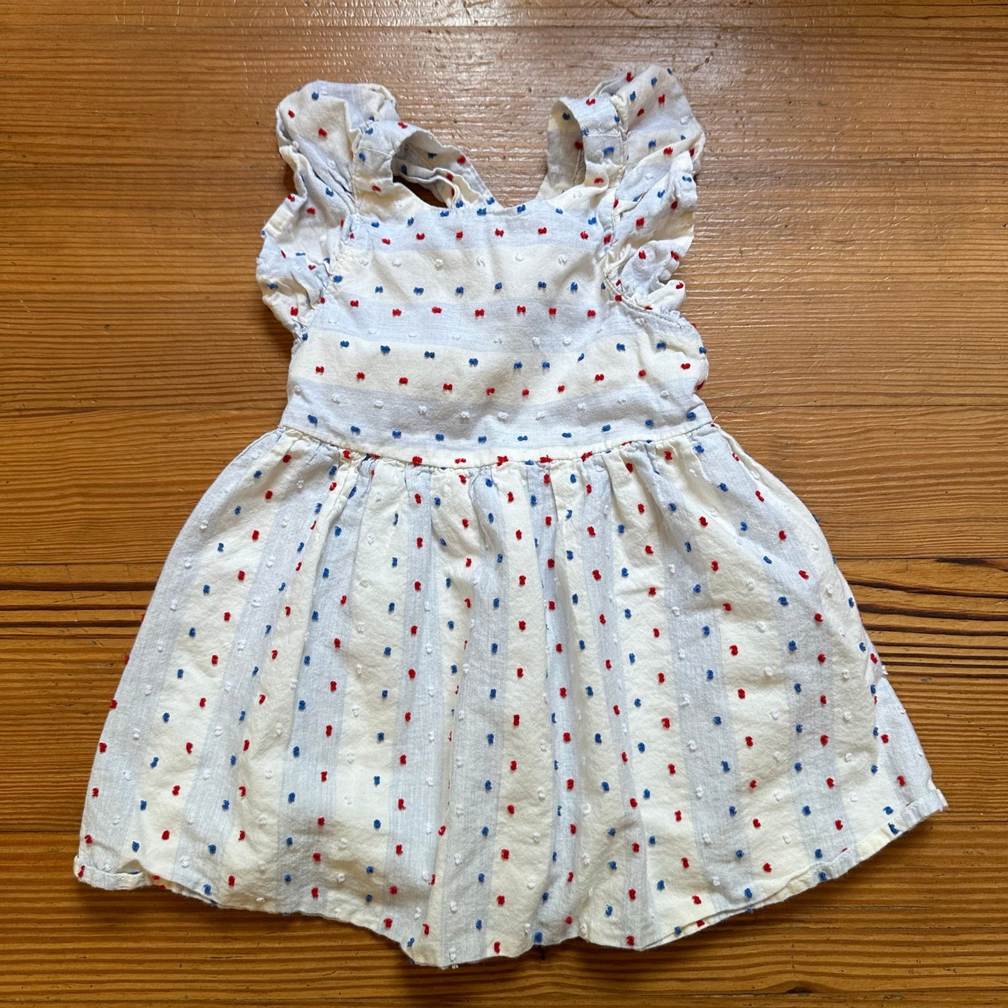Cat & Jack white patriotic sleeveless ruffle dress SIZE 18M