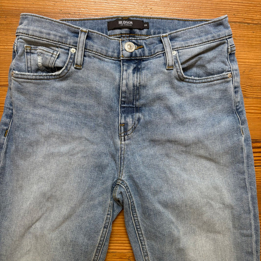 Hudson Lana medium wash raw hem ankle straight jeans SIZE 26