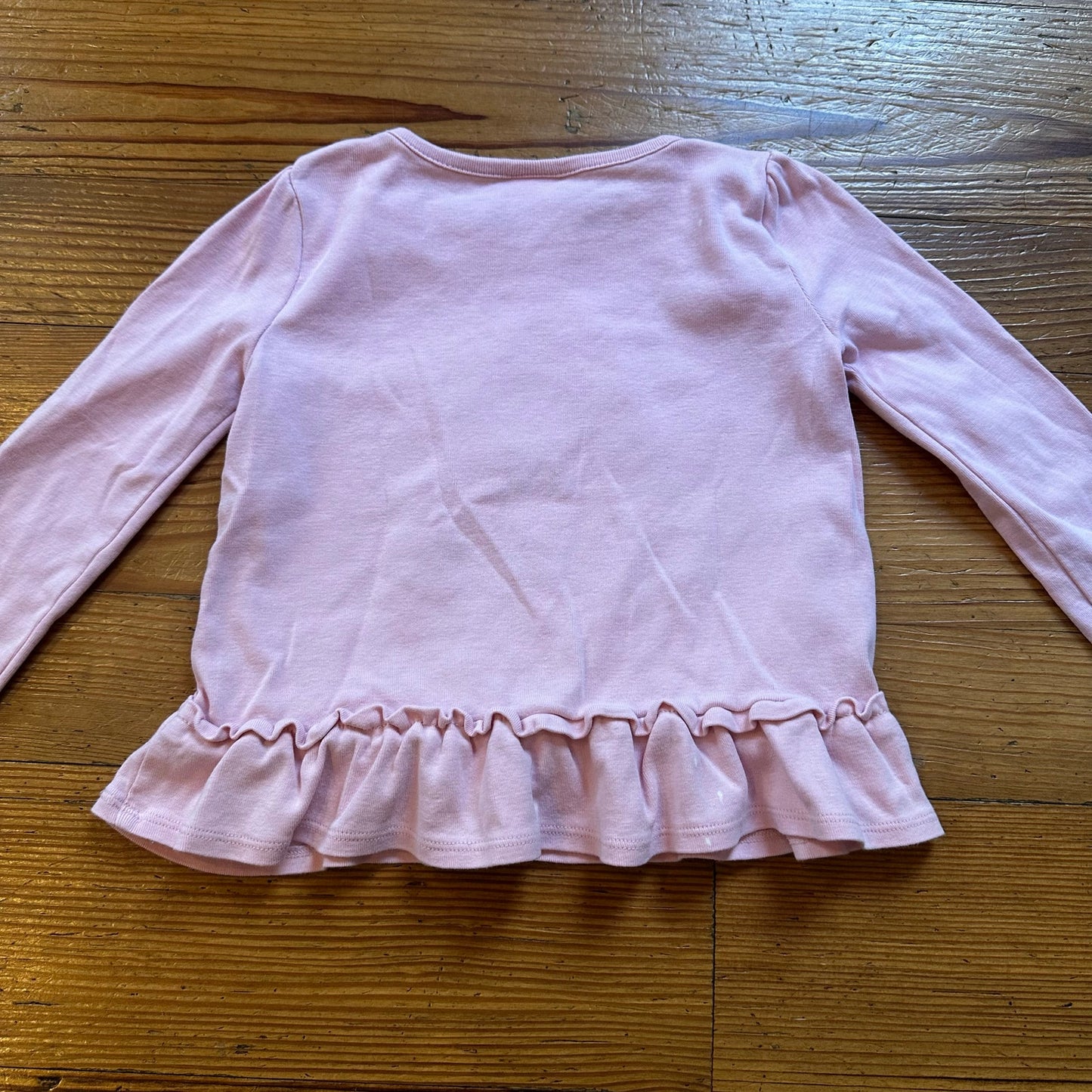 Gymboree Beauty and the Beast Rose pink long sleeve ruffle bottom shirt SIZE 4T