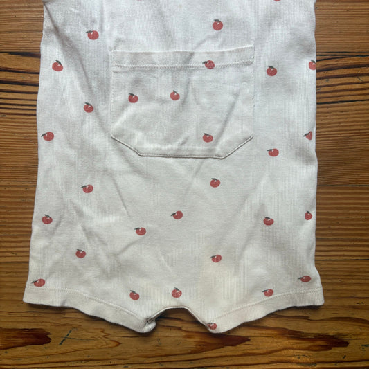 Kate Quinn Organics ivory apple sleeveless pocket front romper SIZE 2T